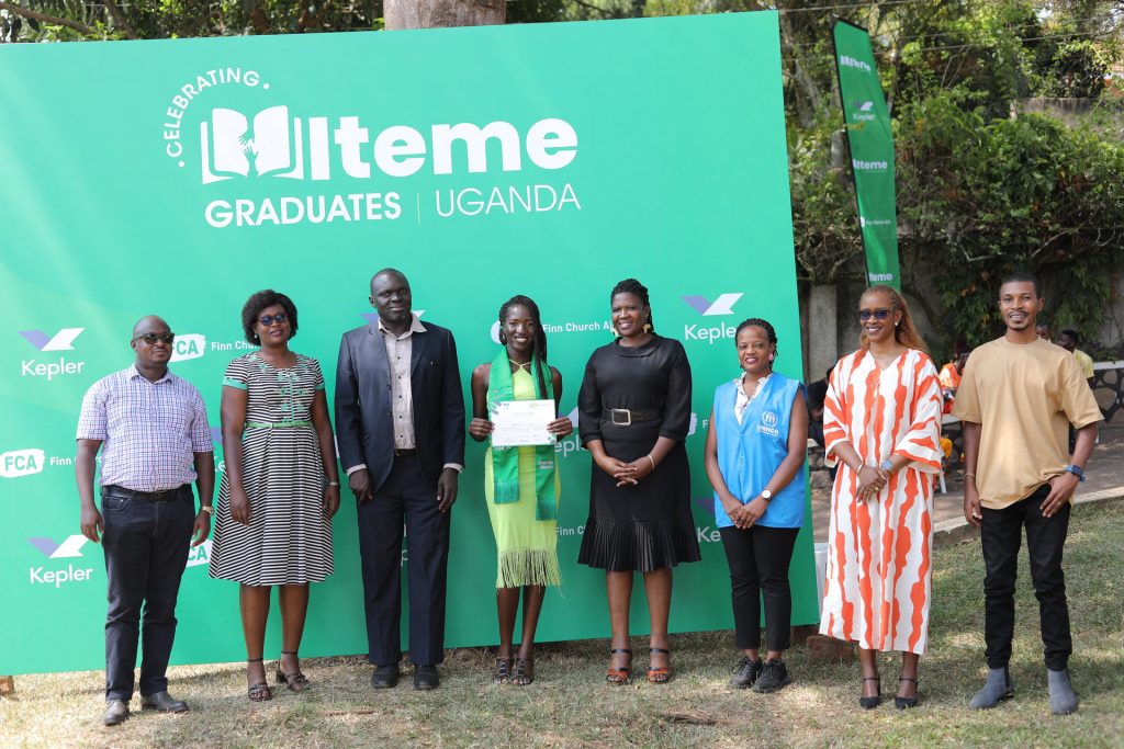 A group photo featuring individuals standing in a single line